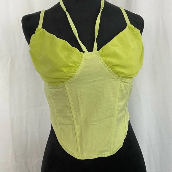 Lime green corset Halter top - Picture 2 of 6